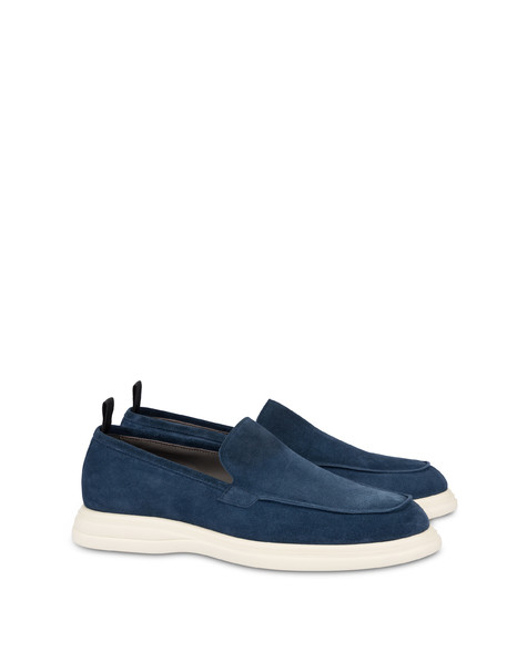 Anderson Split Leather Moccasins Blue