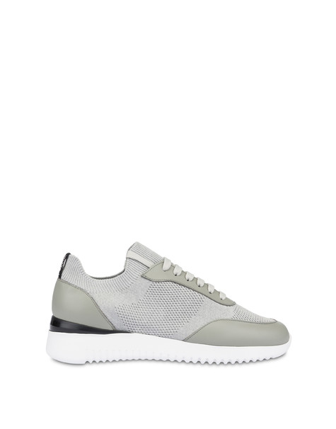 B-side Knit And Calfskin Sneakers Pearl/pearl