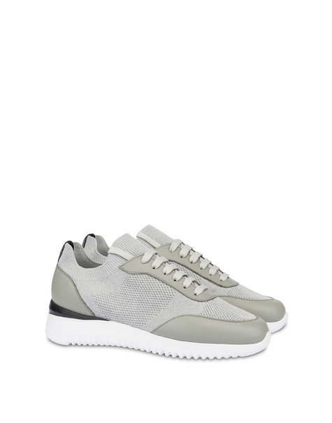 B-side Knit And Calfskin Sneakers Pearl/pearl