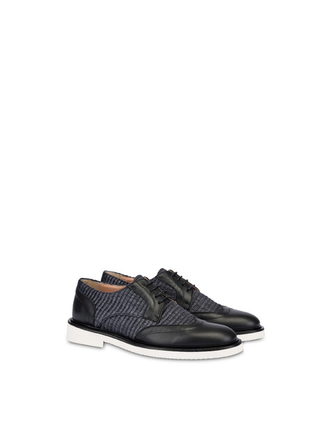 Mannish Derbies In Raffia And Calfskin Black/black