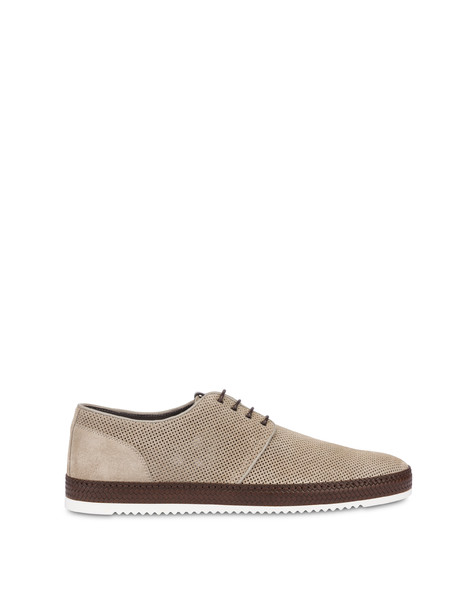 Foxing Micro-perforated Split-leather Derby Beige