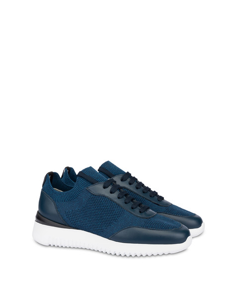 Sneakers In Maglia E Vitello B-side Blu/blu