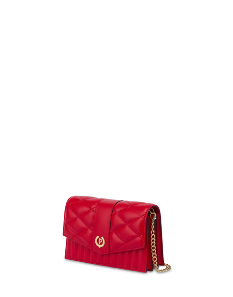 Matelassé Quilted Clutch Bag With Mirror Red