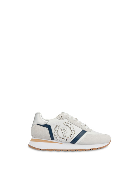 Speedy Calfskin And Split-leather Sneakers Cloud/cloud/navy Blue/silver