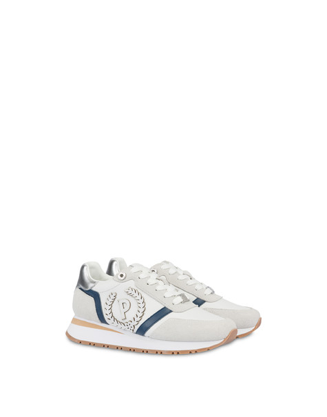 Speedy Calfskin And Split-leather Sneakers Cloud/cloud/navy Blue/silver