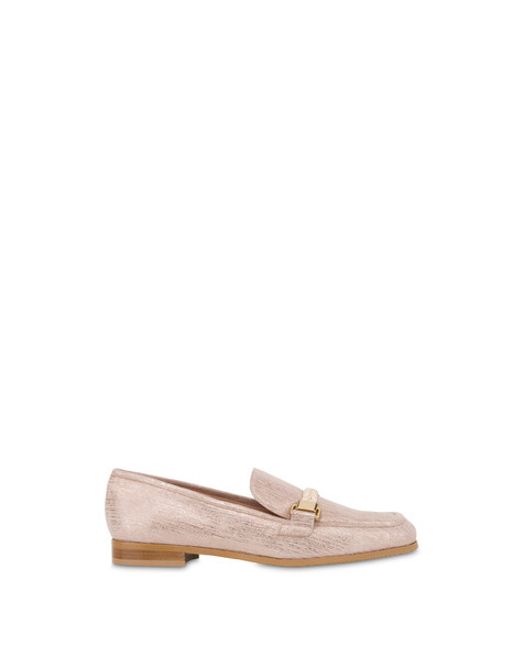 Pollini Flexy Metallic Suede Loafers Desert