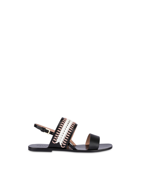 Rodeo Calfskin Flat Sandals Black
