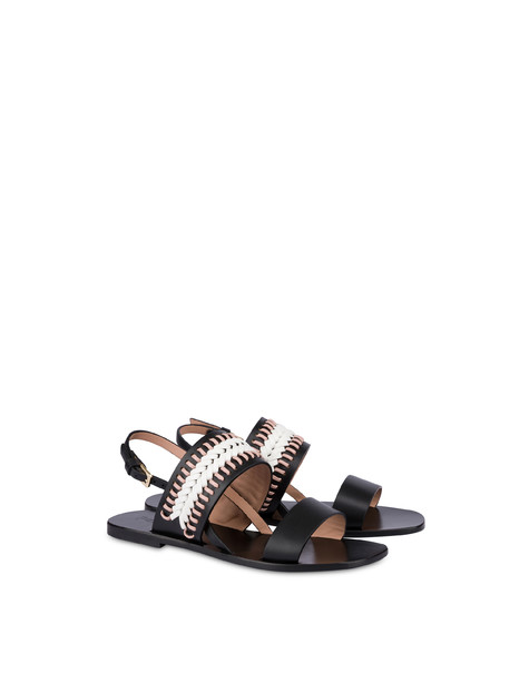 Rodeo Calfskin Flat Sandals Black