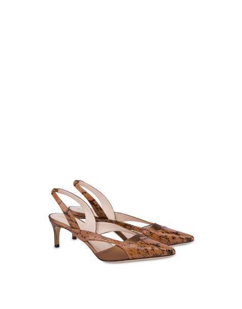 Slingback In Raso E Vitello Domino 