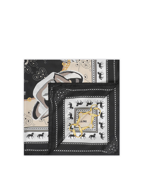 Foulard In Seta Con Stampa Cowboy E Broguering Nero