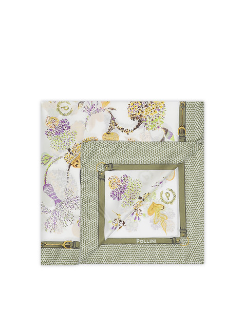 Silk Scarf With Botanical Print Green