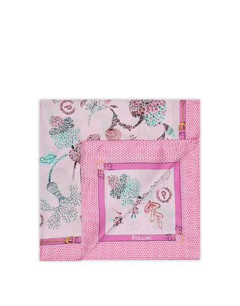 Silk Scarf With Botanical Print Pink