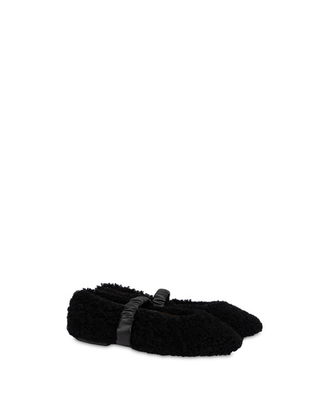 Ballerina Snug In Montone E Nappa Nero