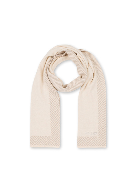 Schal Aus Wollmischung Mit Chevron-druck Beige