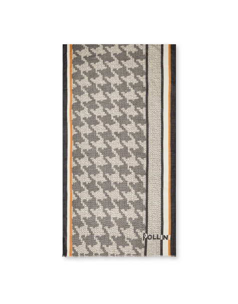 Wollschal Mit Hahnentrittmuster Grau