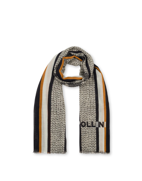 Wollschal Mit Hahnentrittmuster Grau