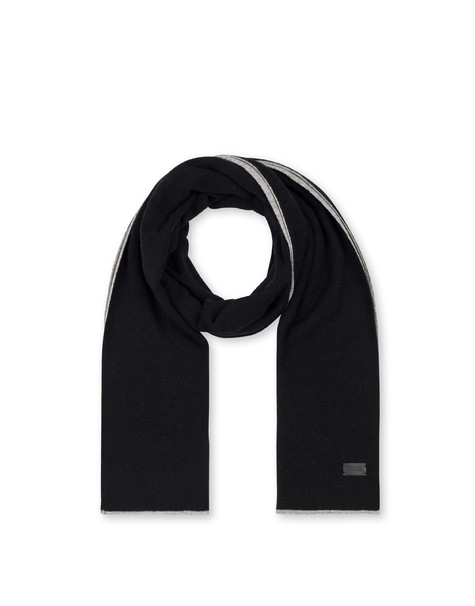 Sciarpa In Misto Lana Bicolor. Nero