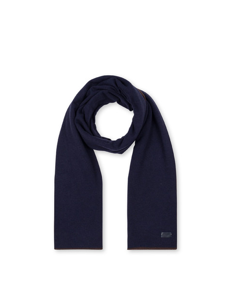 Sciarpa In Misto Lana Bicolor. Blu