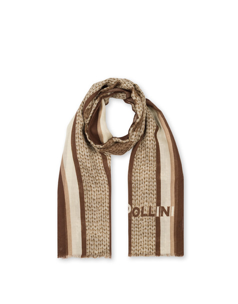 Wollschal Mit Hahnentrittmuster Beige