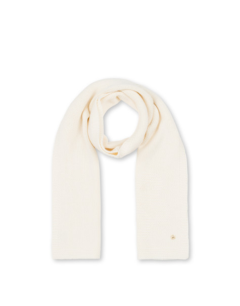 Schal Aus Wollmischung Mit Ton-in-ton-jacquard-blume Weiss