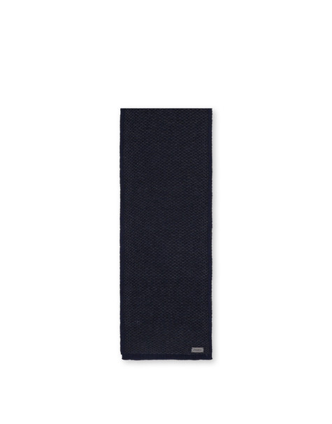 Wollschal Mit Kontrastierendem All-over-logo. Blau