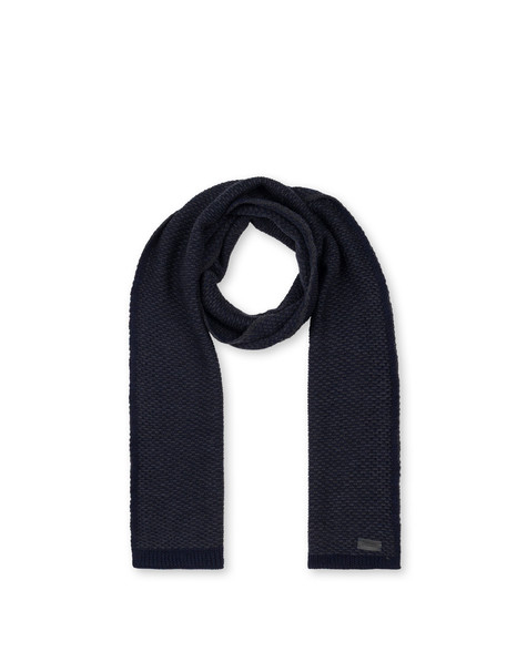 Wollschal Mit Kontrastierendem All-over-logo. Blau