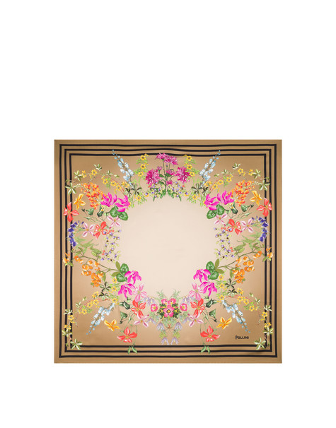 Seidenschal Mit Blumendruck Beige