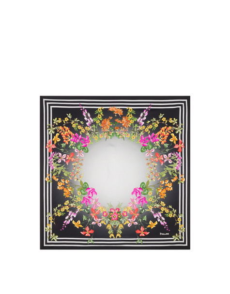 Seidenschal Mit Blumendruck Schwarz