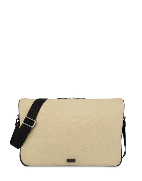 Messenger Bag In Canvas The New Touch Sabbia/t.moro
