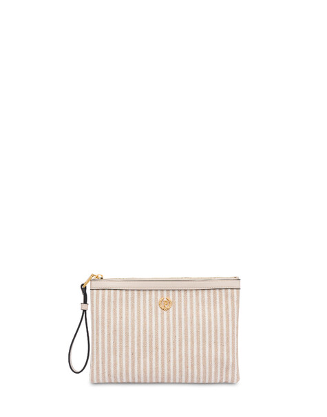 Punch Bag Plume In Canvas Beige/avorio/beige/nero