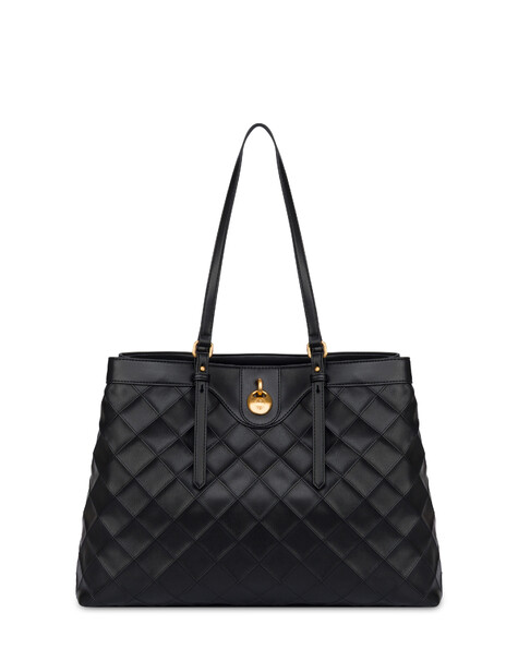 Double Handle Bag Drop Matelassè Faux Leather Nero/nero