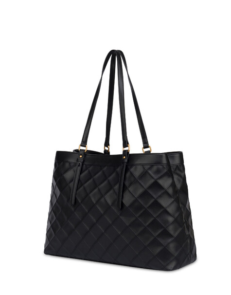 Double Handle Bag Drop Matelassè Faux Leather Nero/nero