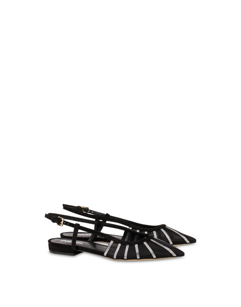 Sling Back Bling Bling In Camoscio Nero