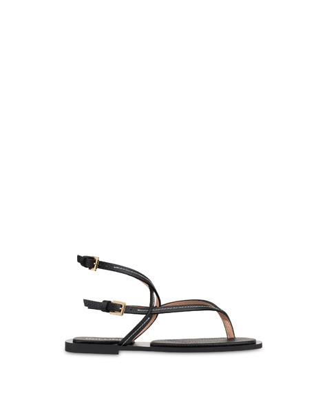 Sandalo Flat Capri In Vitello Nero