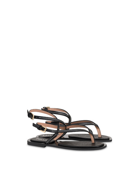 Sandalo Flat Capri In Vitello Nero