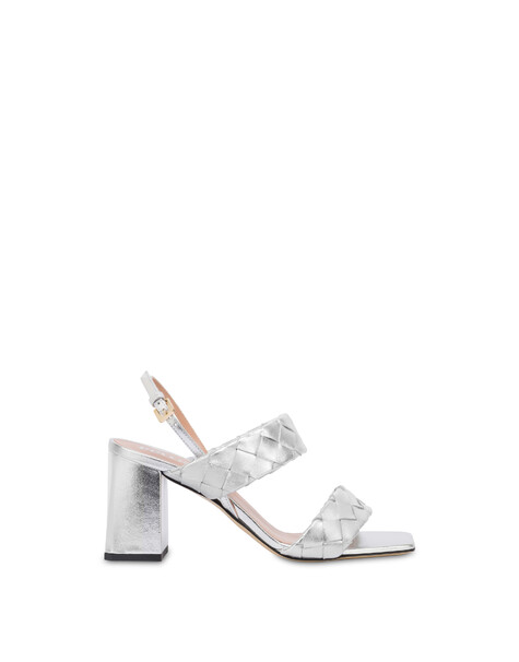 Sandalo Dama In Nappa Laminata Argento