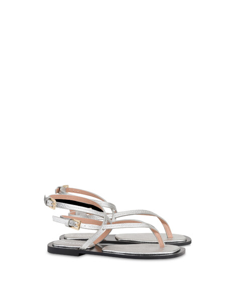 Sandalo Flat Capri In Vitello Argento