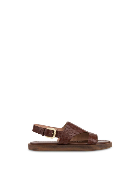 Sandale Flat Como Aus Ziegenleder Mit Kroko-optik 