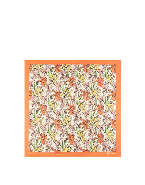 Foulard In Seta Con Stampa Floreale Multicolor Salmone
