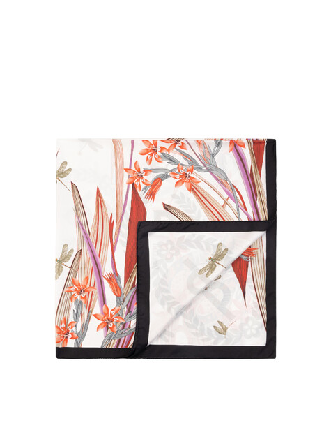 Foulard In Seta Con Stampa Floreale Nero
