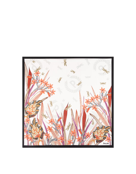 Foulard In Seta Con Stampa Floreale Nero