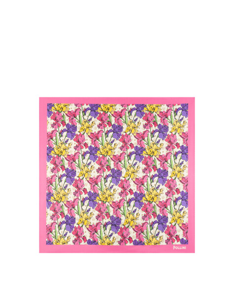 Foulard In Seta Con Stampa Floreale Multicolor Fuxia