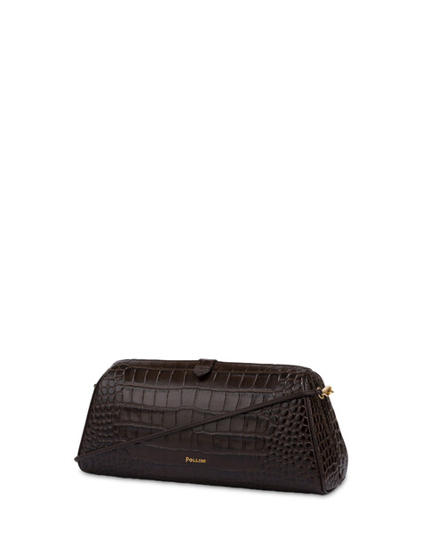 Pochette Shell Aus Kalbsleder Mit Krokodildruck 