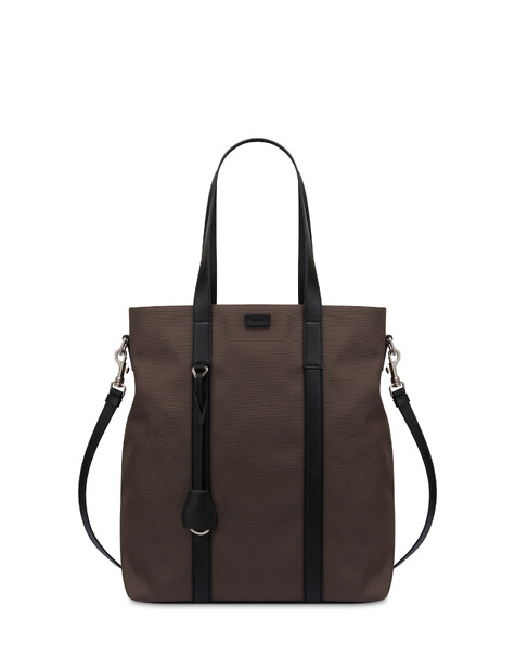 Borsa A Spalla In Nylon E Vitello Fango/nero