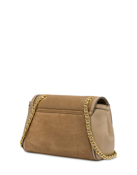Umhängetasche Aus Mini-grained-pu Und Stoff-wildleder 