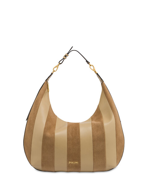 Borsa A Spalla Comfy In Plain Pu E Fabric Suede Taupe/taupe
