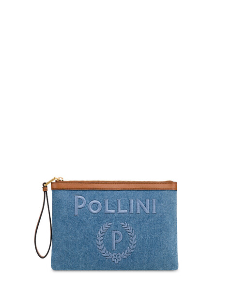 Pouch Capri In Jeans Blu/cuoio