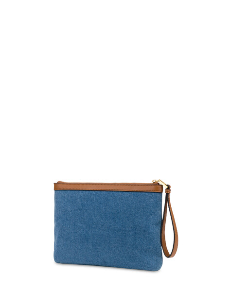 Pouch Capri In Jeans Blu/cuoio