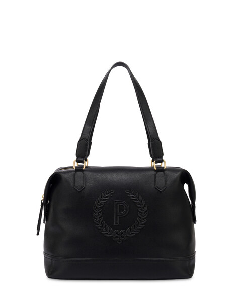 Barrel Bag Crown In Grained Pu Nero
