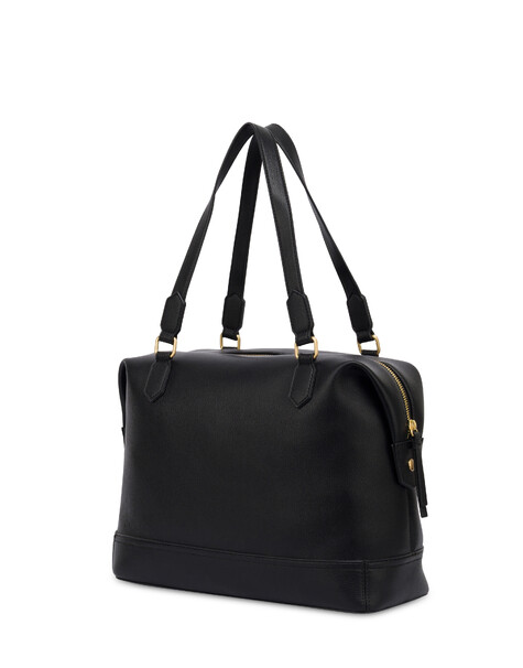 Barrel Bag Crown In Grained Pu Nero